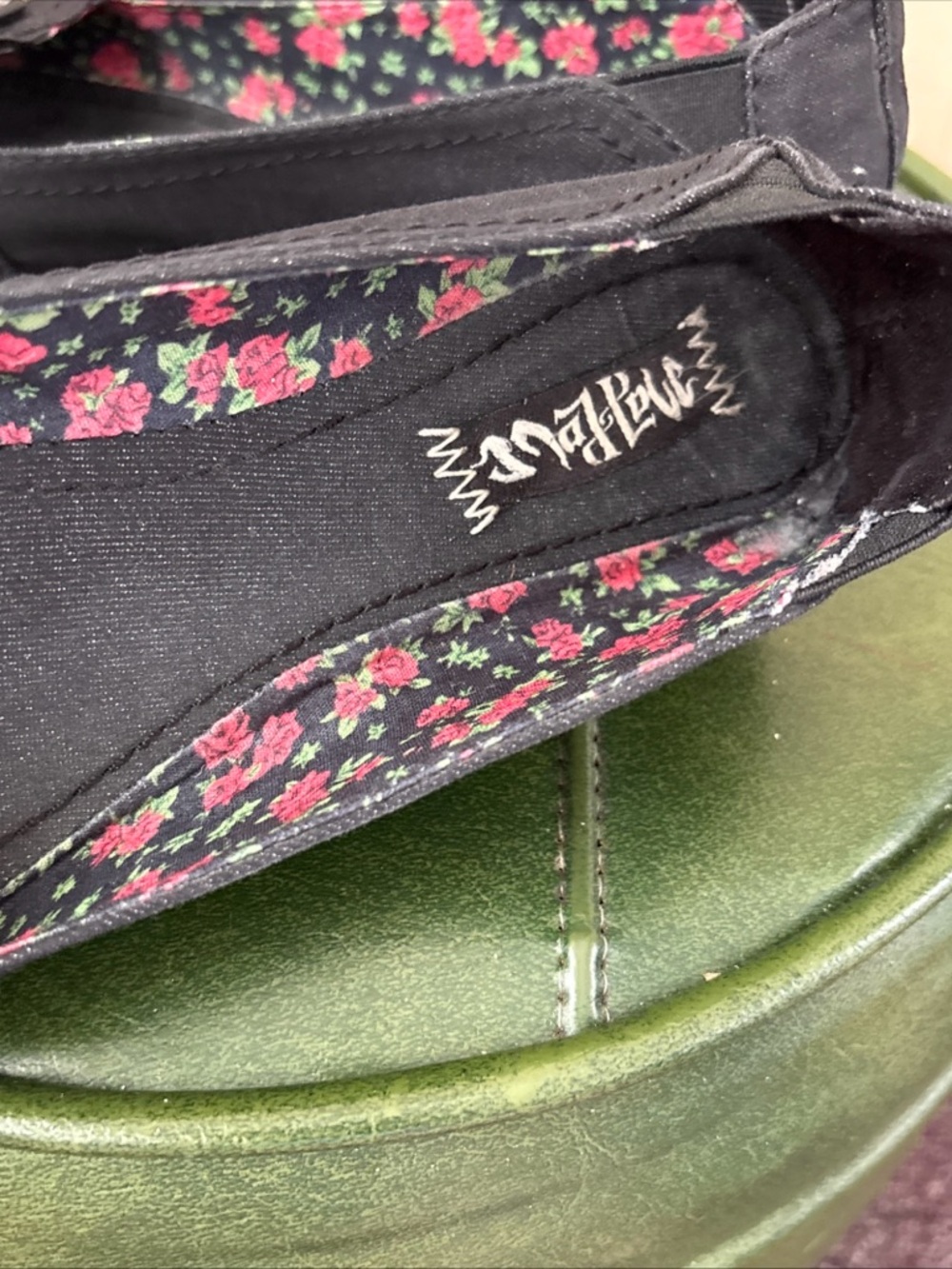 Mad Love Black Floral-Lined Slip-On Flats - Picture 9 of 10